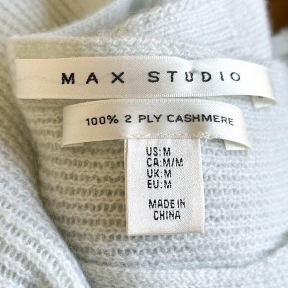 NEW MAX STUDIO Pure Cashmere Sweater in Pale Blue Green SZ M - Picture 7 of 9